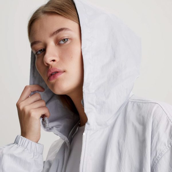 Long Waisted Windbreaker - Light Grey Online