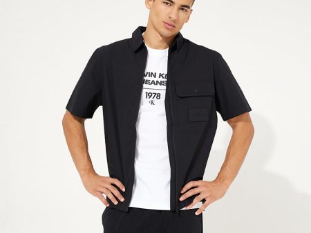 Stretch Poplin Shirt - Black on Sale