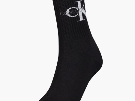 CALVIN KLEIN CKJ Women 1 Pack Sock Logo Crew - Black on Sale