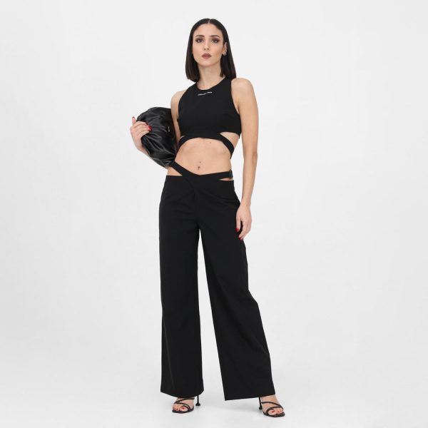 Cut Out Utility Pants - Black Hot on Sale