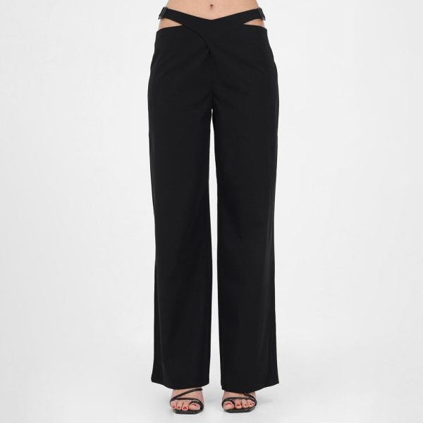 Cut Out Utility Pants - Black Hot on Sale