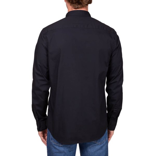 Stretch Poplin Slim Shirt - Black For Sale