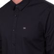 Stretch Poplin Slim Shirt - Black For Sale