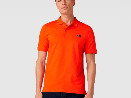 Stretch Pique Slim Button Polo - Orange Online now