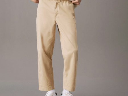 Cropped Woven Pants - Khaki For Cheap