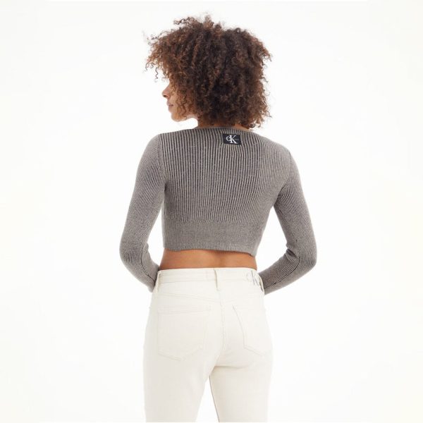 Square Neck Plating Sweater - Taupe Sale