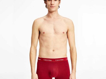 3 Pack Low Rise Cotton Stretch Trunks - Red Orange Grey Online now