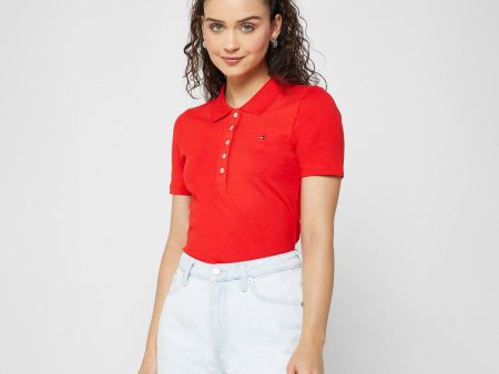 1985 Slim Pique Polo - Red Hot on Sale