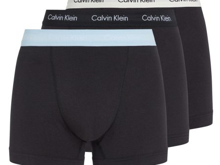 3 Pack Medium Rise Cotton Stretch Trunks - Black Multi on Sale