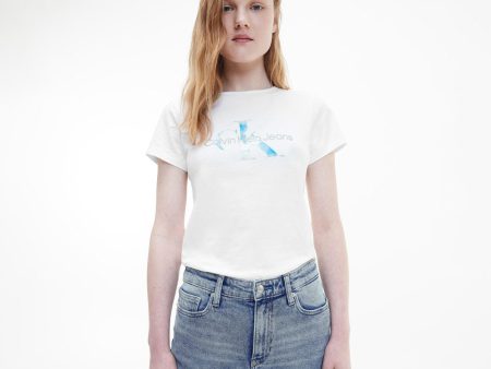 Aqua Monogram Slim T-Shirt - White Online