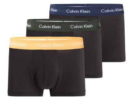 3 Pack Low Rise Cotton Stretch Trunks - Black With Multi Colour Signature Waistbands Online Hot Sale