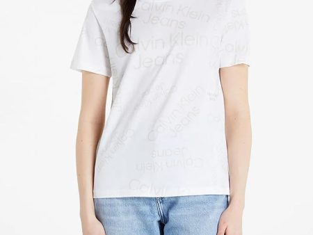 All Over Print Logo Cotton T-Shirt - White Online Hot Sale