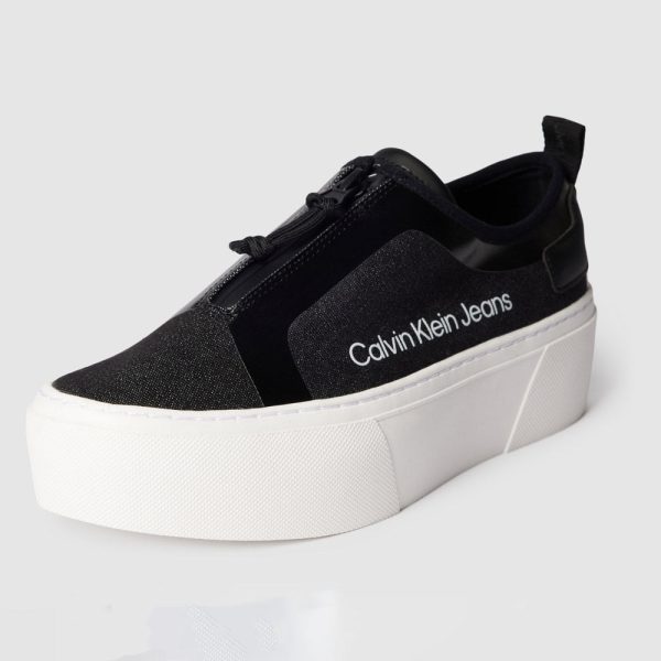 Vulcanized Flatform Zip Sneaker - Black For Cheap