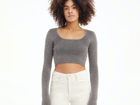 Square Neck Plating Sweater - Taupe Sale