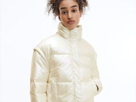 2-in-1 Pearlescent Puffer Jacket Off White Discount