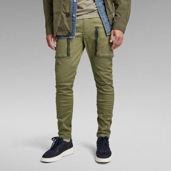 Zip Pocket 3D Skinny Cargo Pants - Olive For Sale