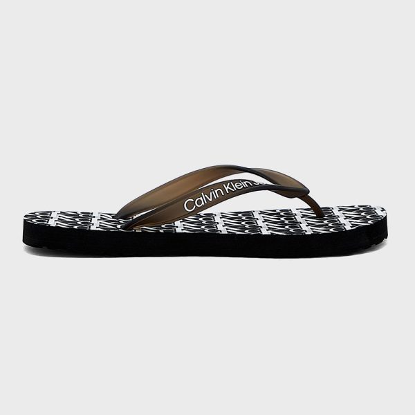 All Over Print Beach Flip Flops - Black For Discount