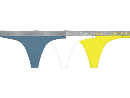 3 Pack Cotton Thongs - White Yellow Blue Fashion